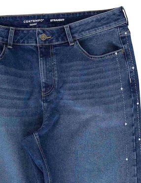 Jeans straight cintura media Contempo plus para mujer