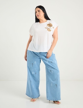 Jeans relaxed wide leg Contempo Plus para mujer