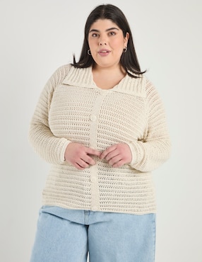 Suéter Weekend Plus cuello camisero para mujer