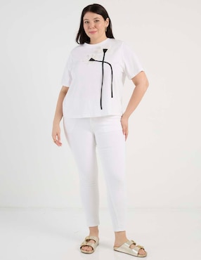 Blusa manga corta Contempo Plus cuello redondo para mujer