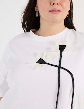 Blusa manga corta Contempo Plus cuello redondo para mujer