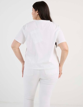 Blusa manga corta Contempo Plus cuello redondo para mujer