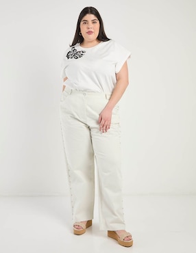 Playera manga corta Contempo Plus cuello redondo para mujer