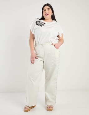 Playera manga corta Contempo Plus cuello redondo para mujer
