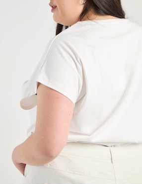 Playera manga corta Contempo Plus cuello redondo para mujer