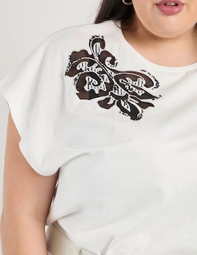 Playera manga corta Contempo Plus cuello redondo para mujer