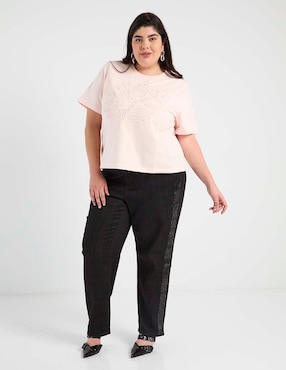 Playera manga corta Contempo Plus cuello redondo para mujer