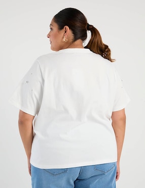 Playera manga corta Contempo Plus cuello redondo para mujer