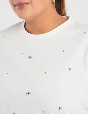 Playera manga corta Contempo Plus cuello redondo para mujer
