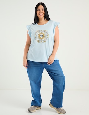 Jeans relaxed wide leg Contempo Plus para mujer