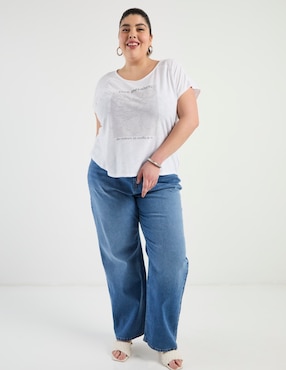 Playera manga corta Contempo Plus cuello redondo para mujer