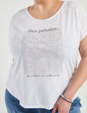 Playera manga corta Contempo Plus cuello redondo para mujer