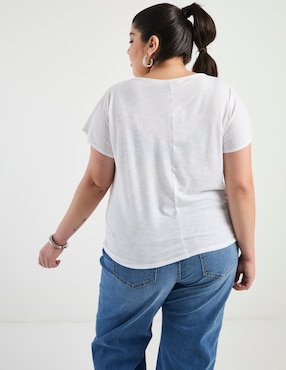 Playera manga corta Contempo Plus cuello redondo para mujer
