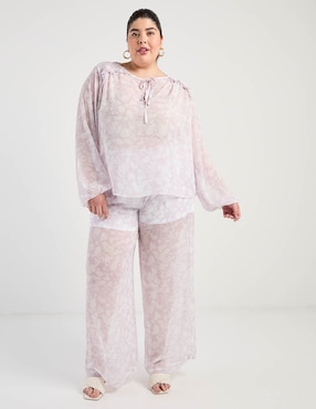Blusa Contempo Plus manga larga para mujer