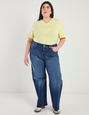 Jeans relaxed amplio cintura alta Weekend Plus para mujer