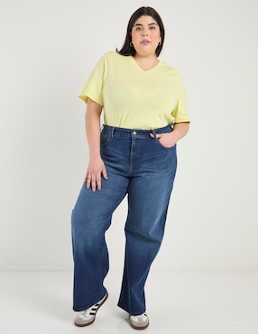 Jeans relaxed amplio cintura alta Weekend Plus para mujer