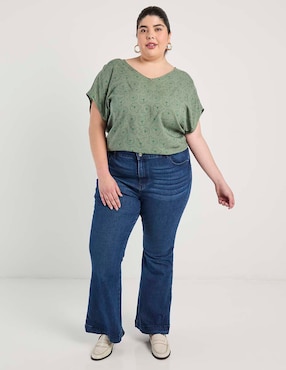 Jeans straight a la cintura Contempo Plus para mujer