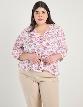 Blusa Contempo Plus manga 3/4 para mujer