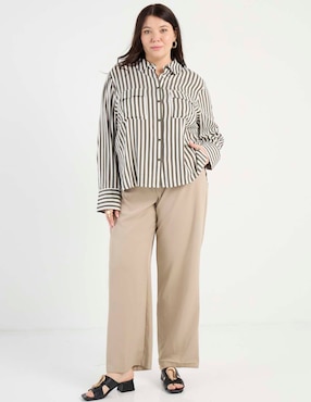 Blusa camisera Contempo Plus manga larga para mujer