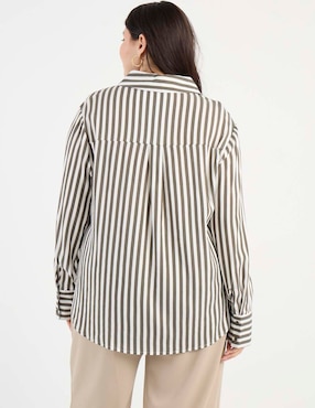 Blusa camisera Contempo Plus manga larga para mujer