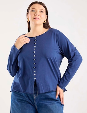 Playera manga larga Weekend Plus cuello redondo para mujer