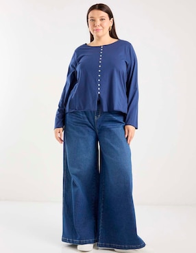 Playera manga larga Weekend Plus cuello redondo para mujer