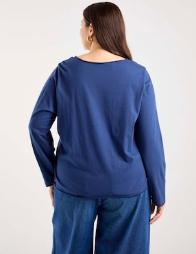 Playera manga larga Weekend Plus cuello redondo para mujer