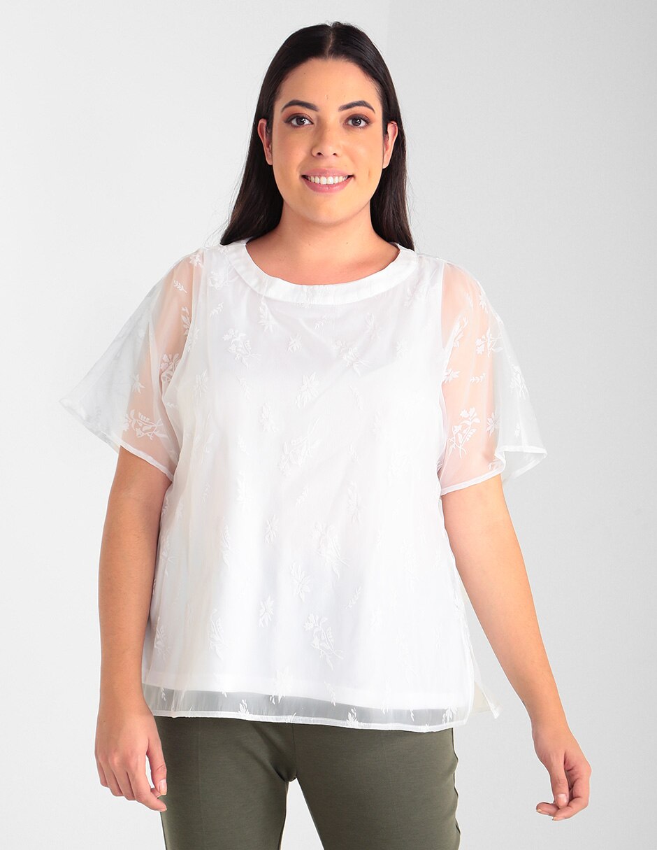 Blusa La Mode Plus manga corta estampado floral en SB