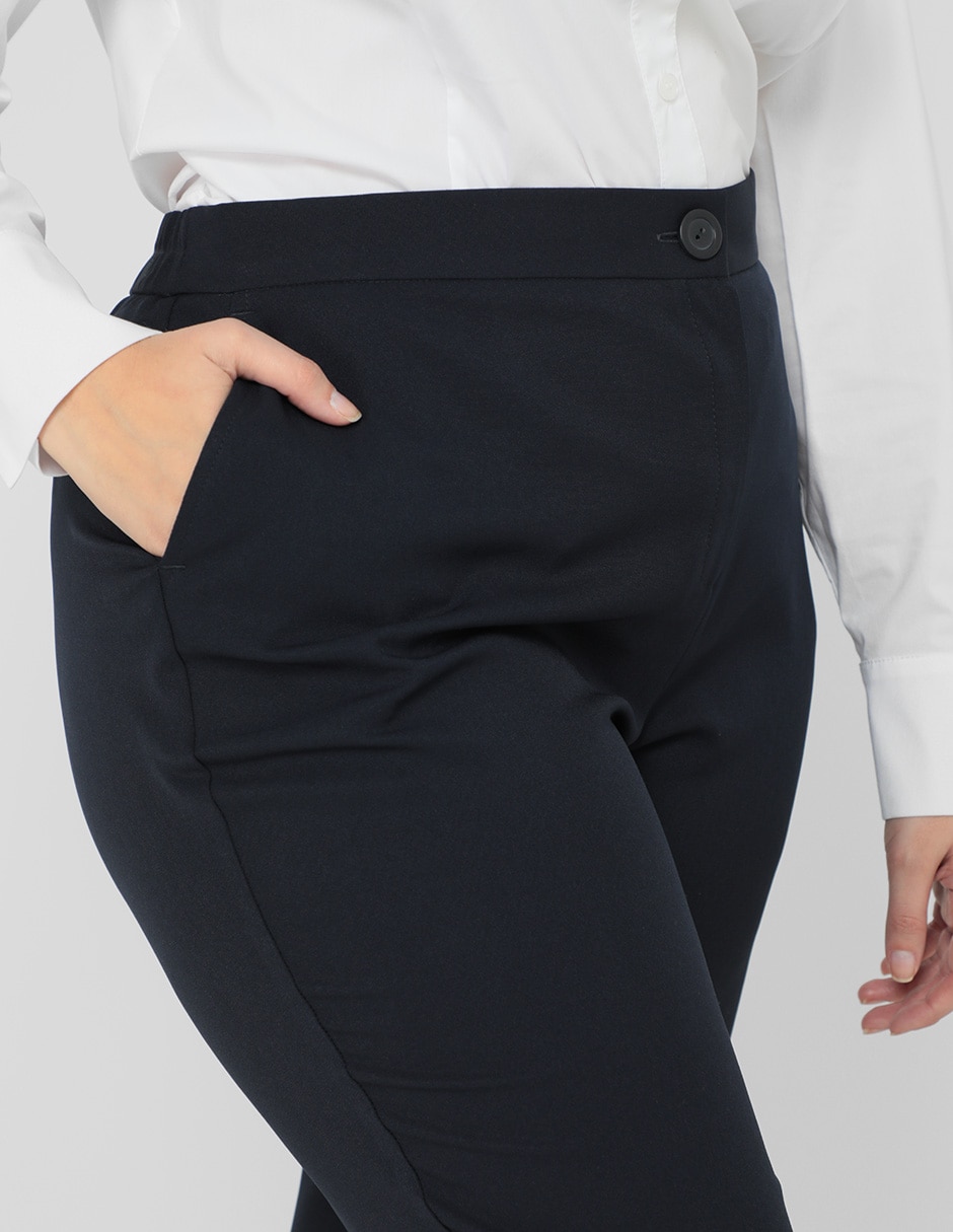 PANTALON CONTEMPO PLU, 42, AZUL MARINO