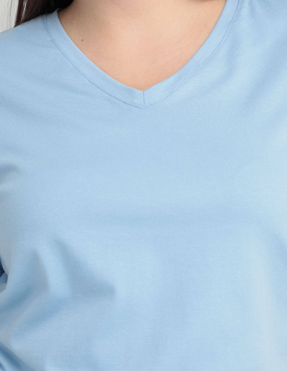 Playera manga corta cuello v para mujer 4