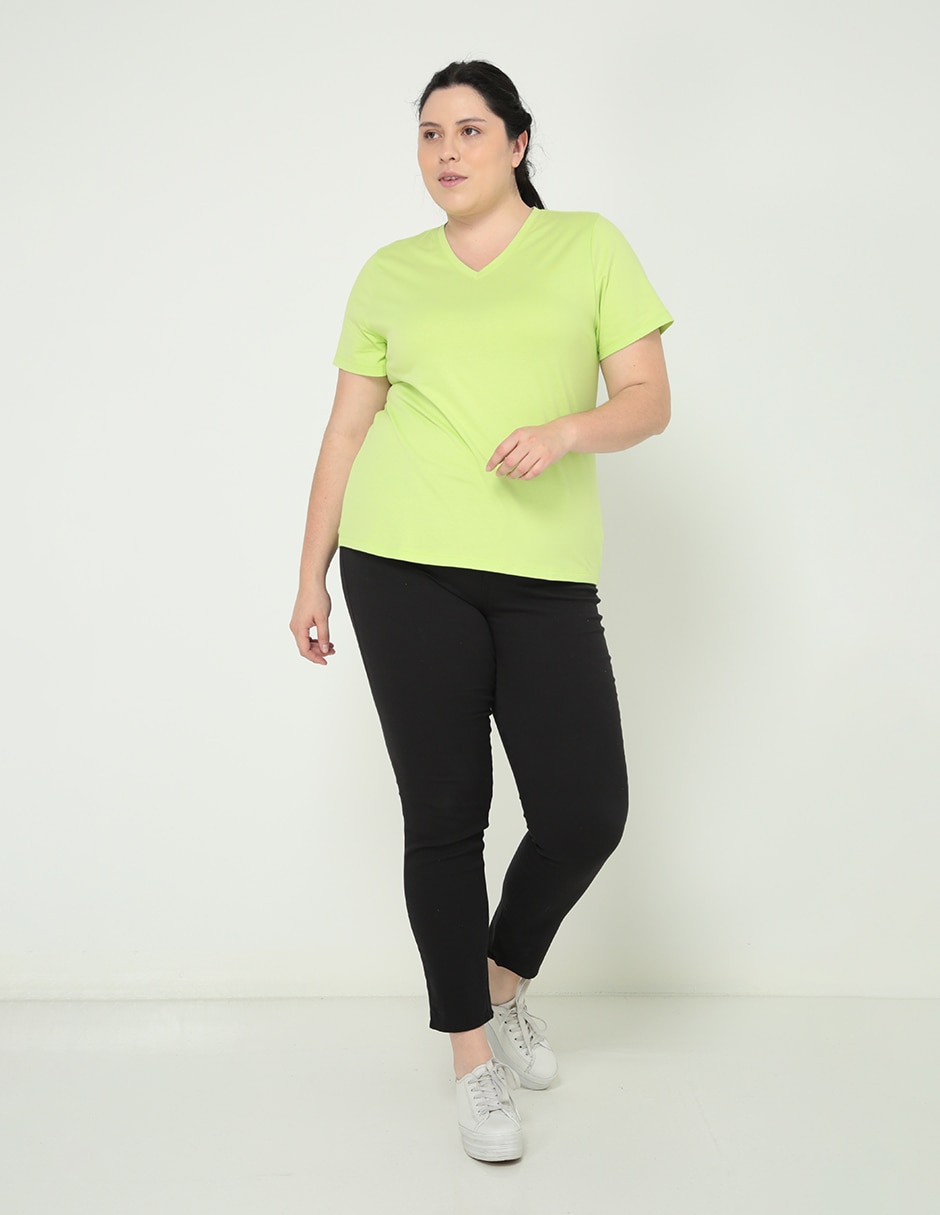 Playera manga corta cuello v para mujer 3