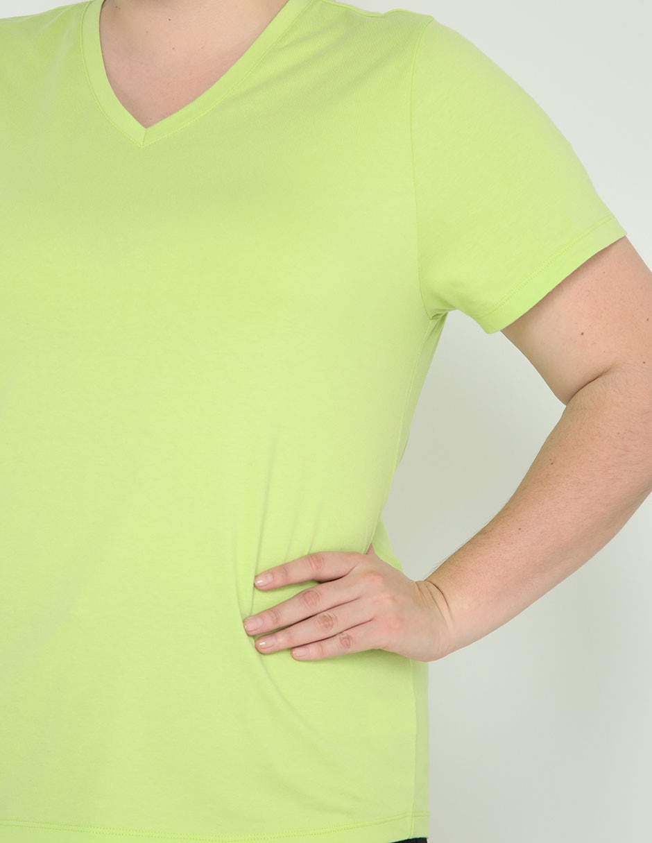 Playera manga corta cuello v para mujer 4