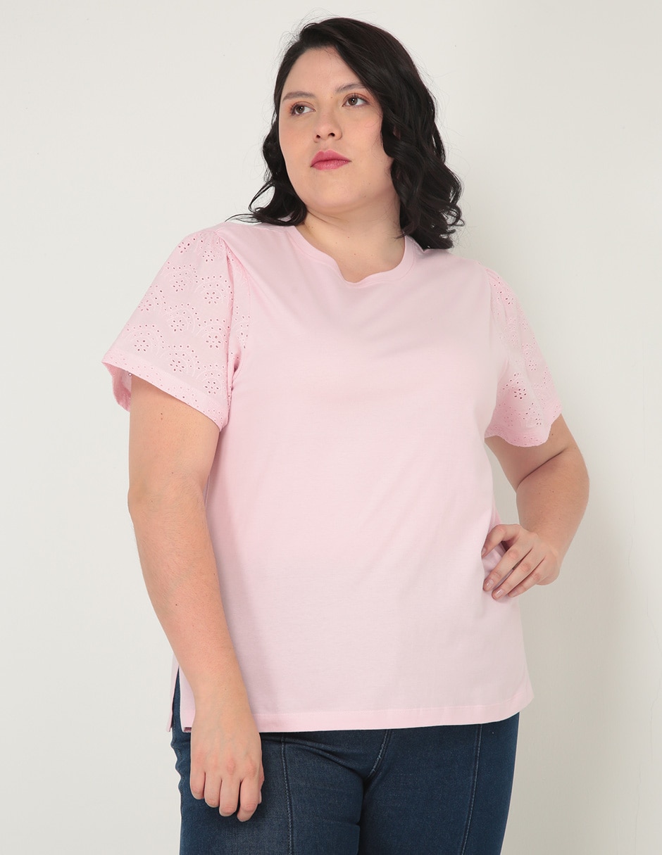 Playera manga corta cuello redondo para mujer