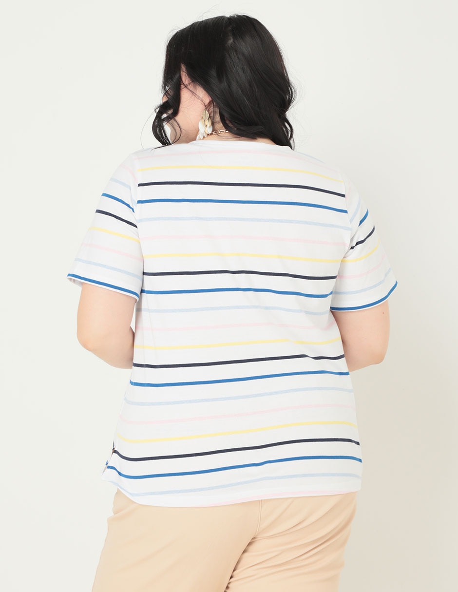 Playera manga corta cuello V para mujer 2