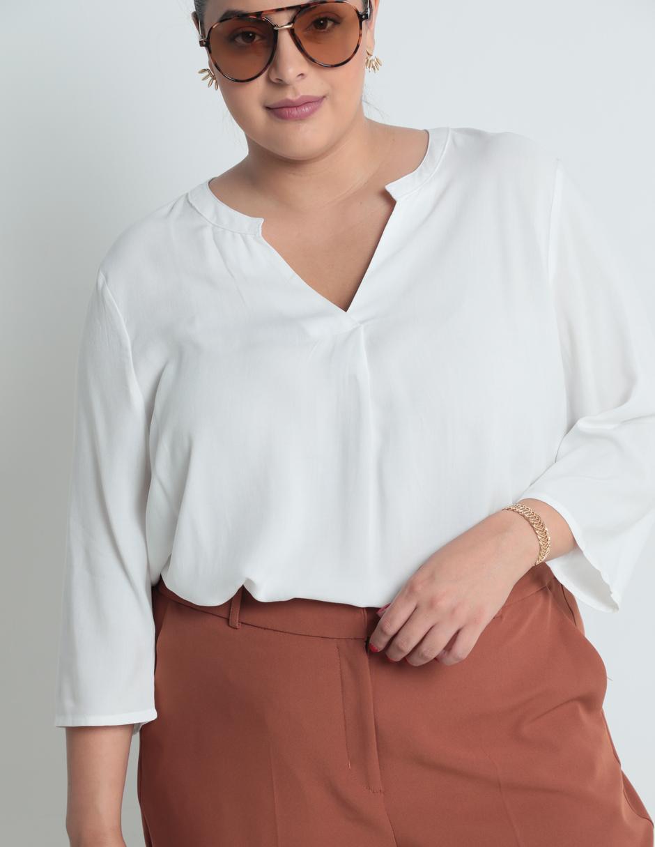 BLUSA CONTEMPO PLUS, 44, HUESO LISO M C