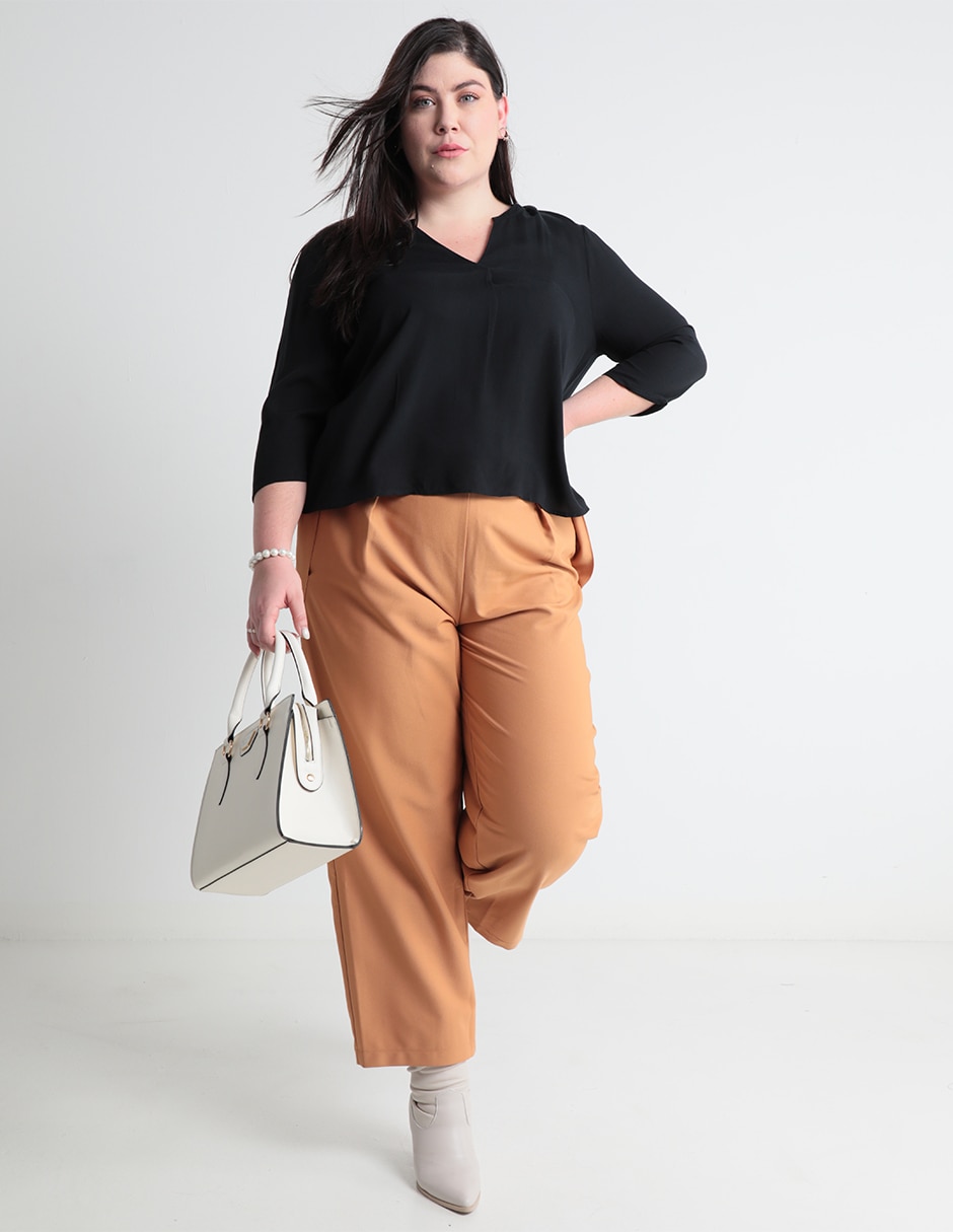 BLUSA CONTEMPO PLUS, 44, NEGRO LISO M C