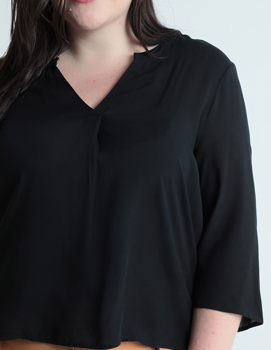 BLUSA CONTEMPO PLUS, 44, NEGRO LISO M C
