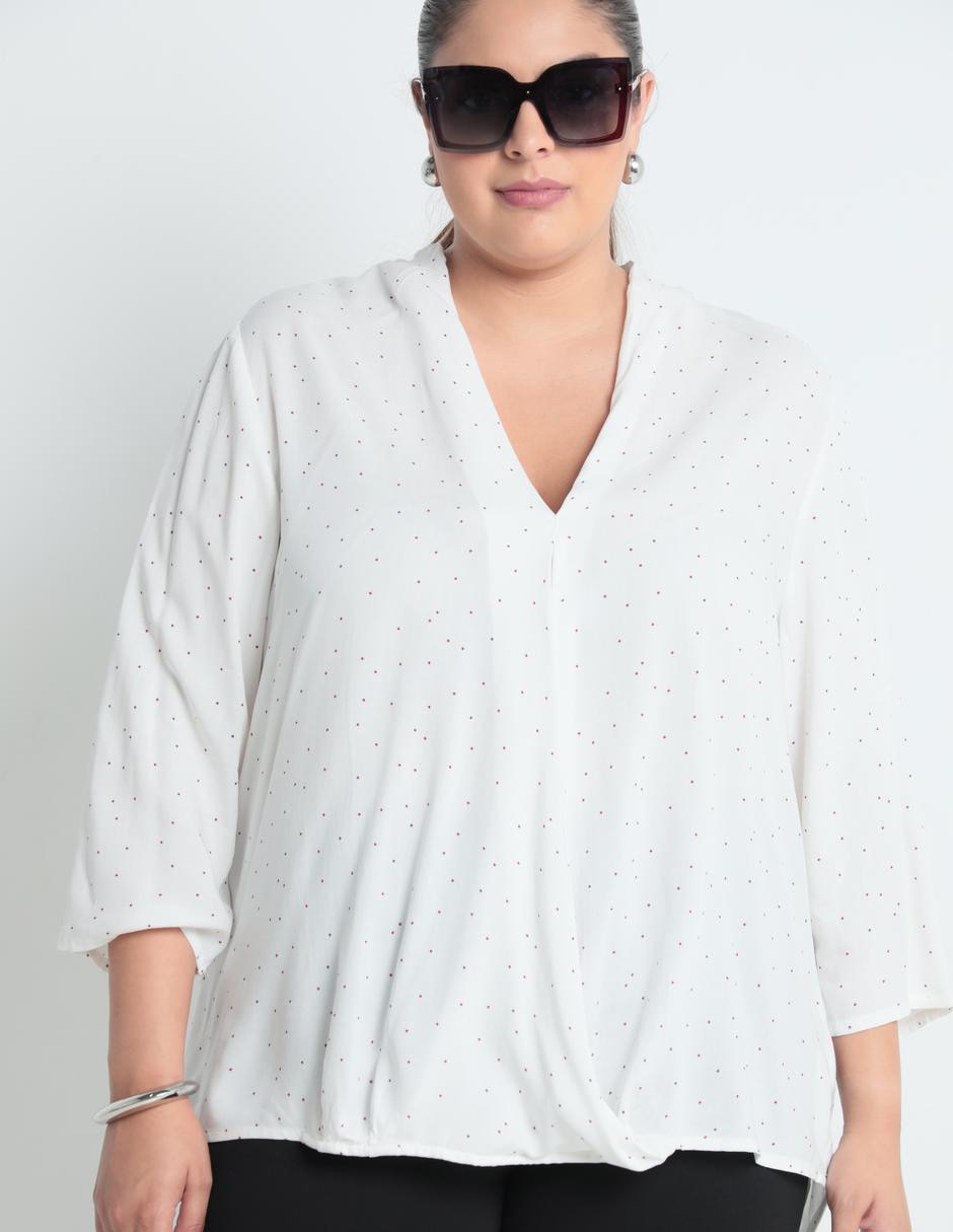 BLUSA CONTEMPO PLUS, 38, HUESO LISO M L