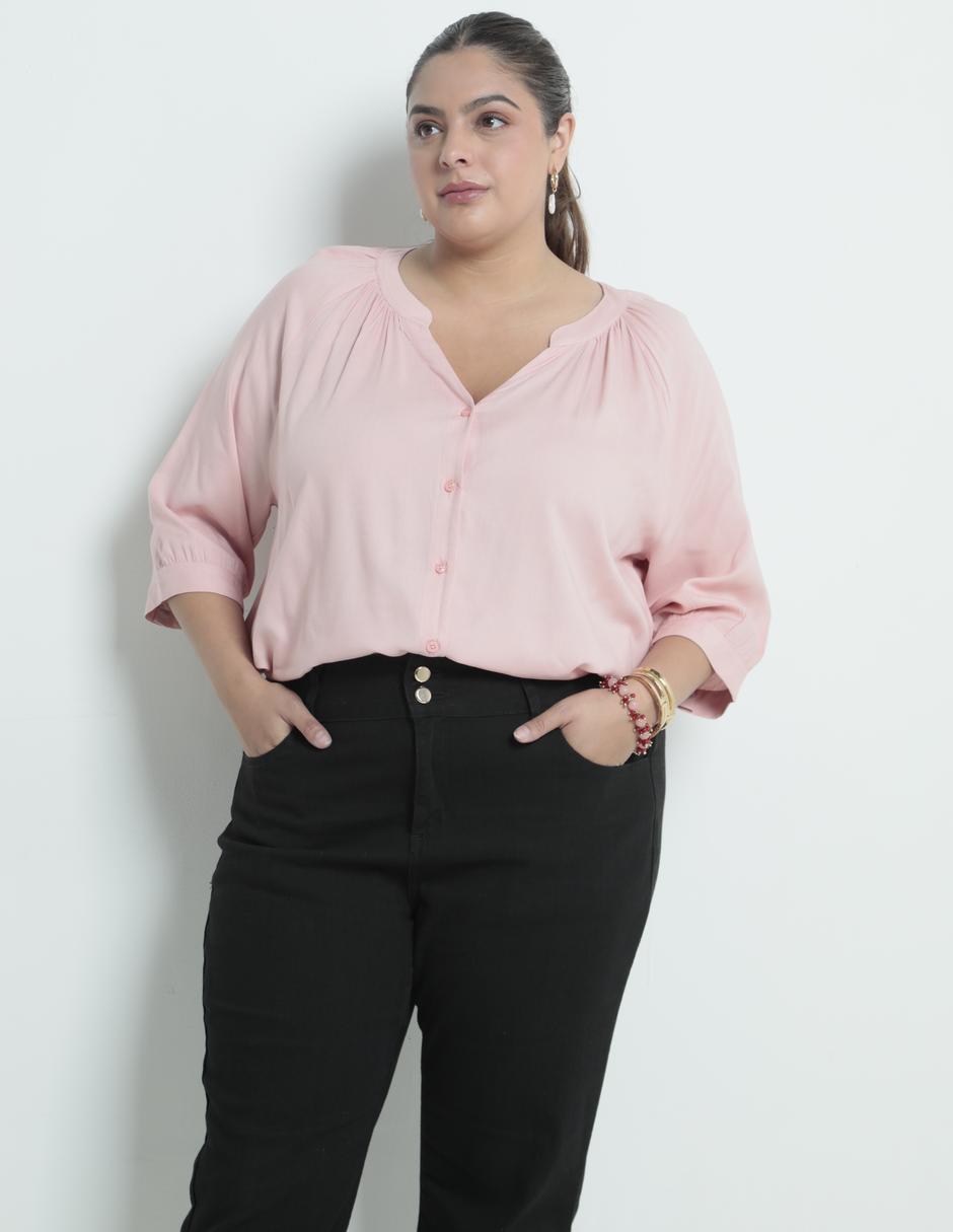 Tallas Extras Pantalon De Mezclilla Suburbia Blusa Roman Blusas