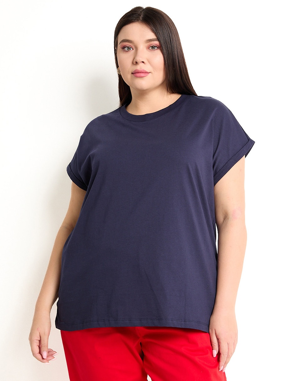 Playera manga corta cuello redondo para mujer