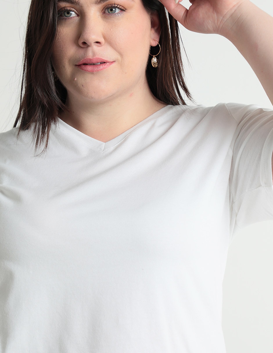 Playera manga corta cuello v para mujer 4