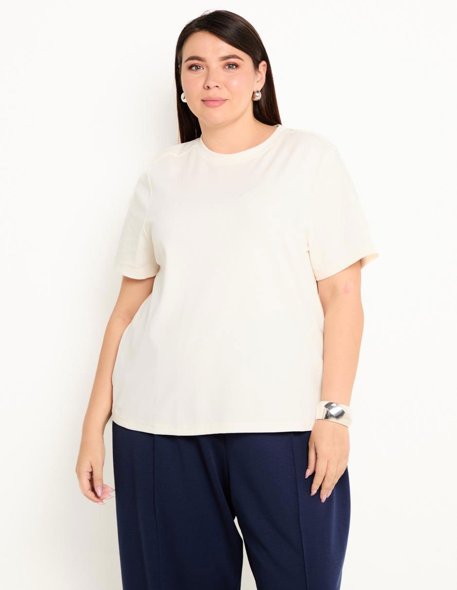 Playera manga corta cuello redondo para mujer