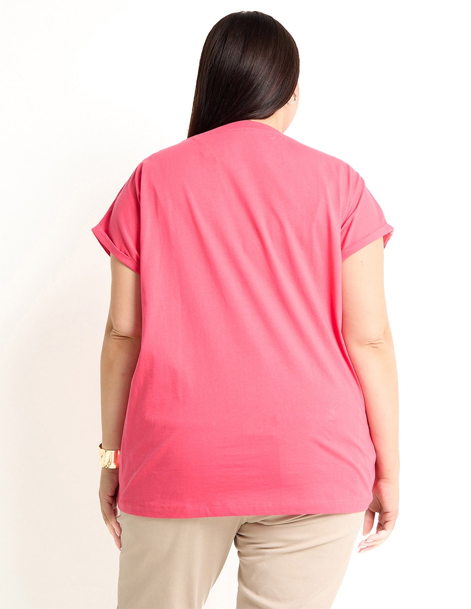 Playera manga corta cuello redondo para mujer 2