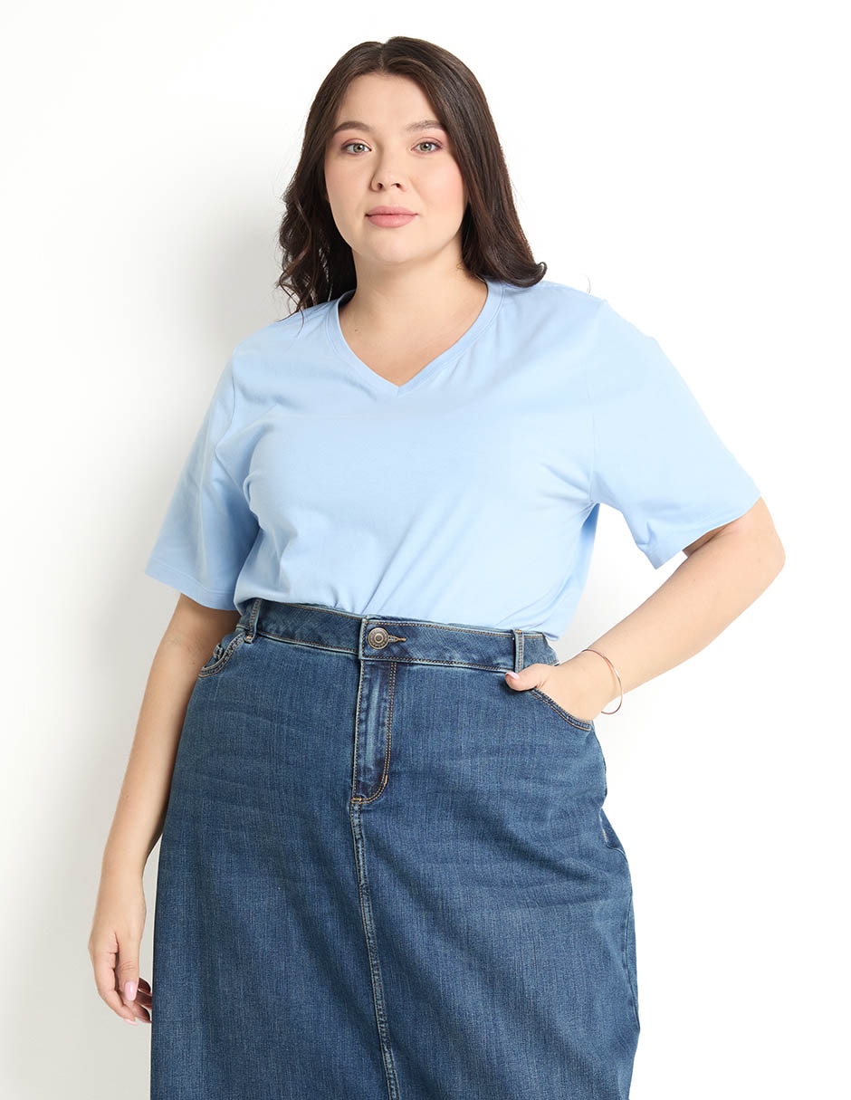 Playera manga corta cuello V para mujer Playera manga corta cuello V para mujer