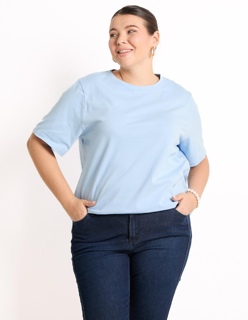 Playera manga corta cuello redondo para mujer