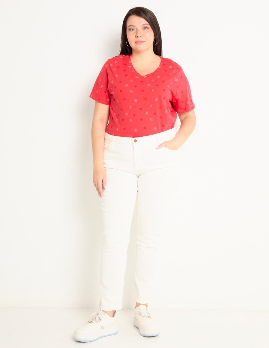 Playera manga corta Weekend Plus cuello v para mujer