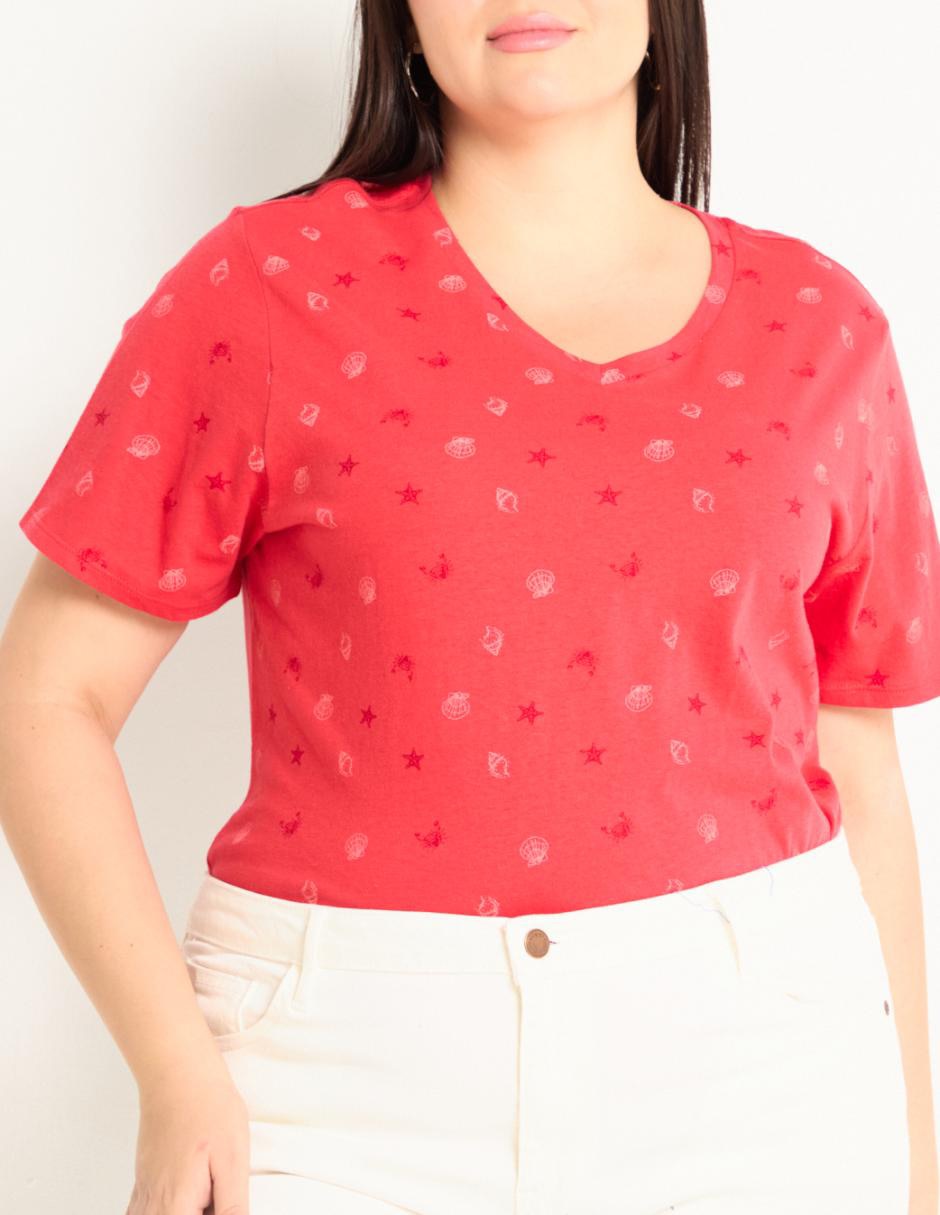 Playera manga corta Weekend Plus cuello v para mujer