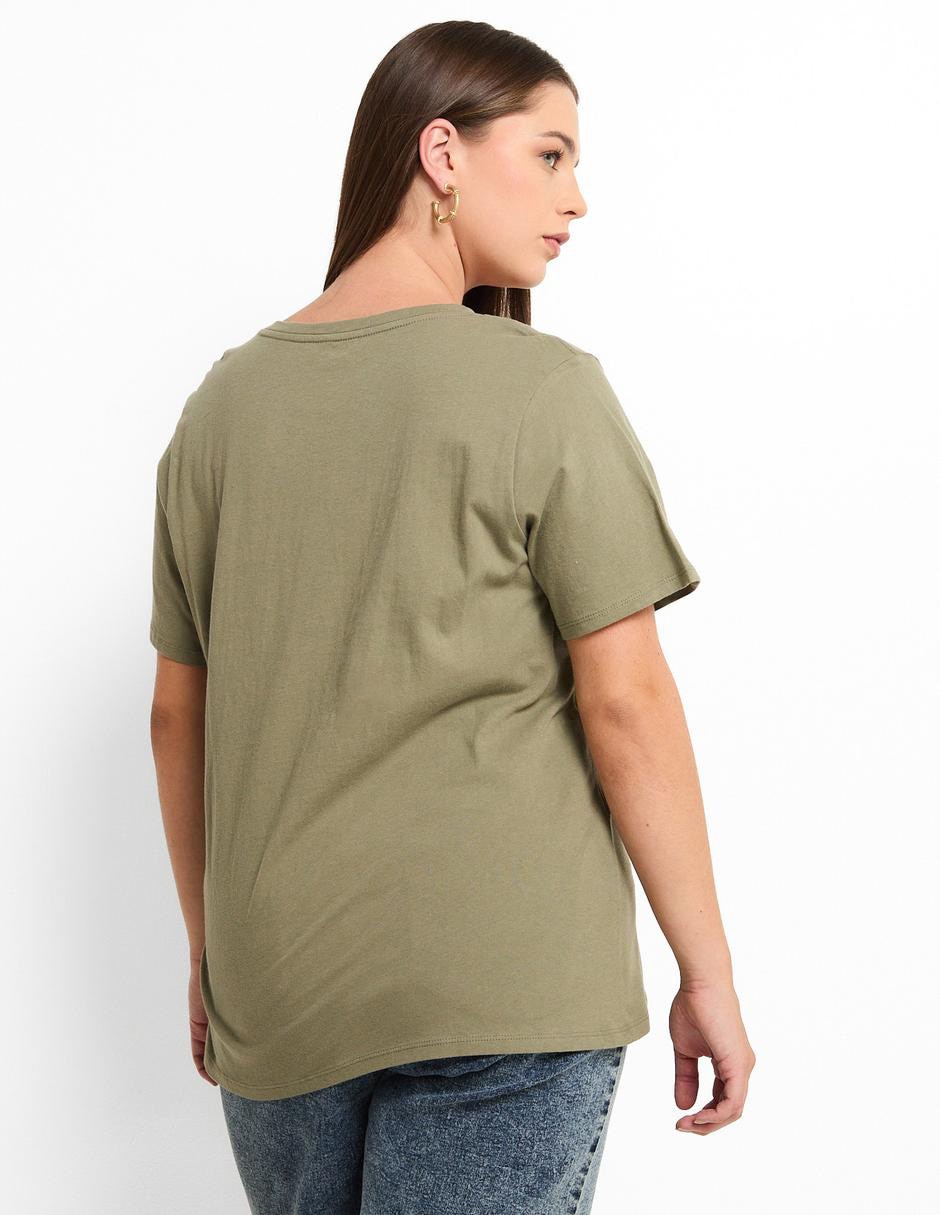Playera manga corta cuello v para mujer 2