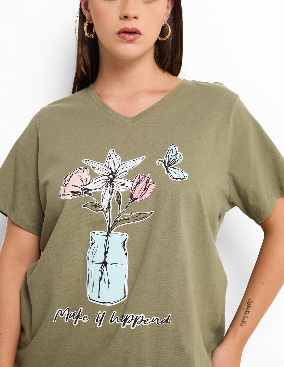 Playera manga corta cuello v para mujer 4