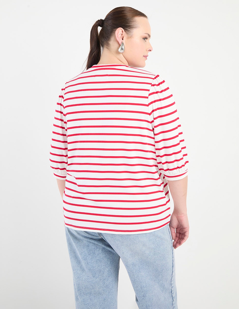 Playera manga 3/4 cuello redondo para mujer 2